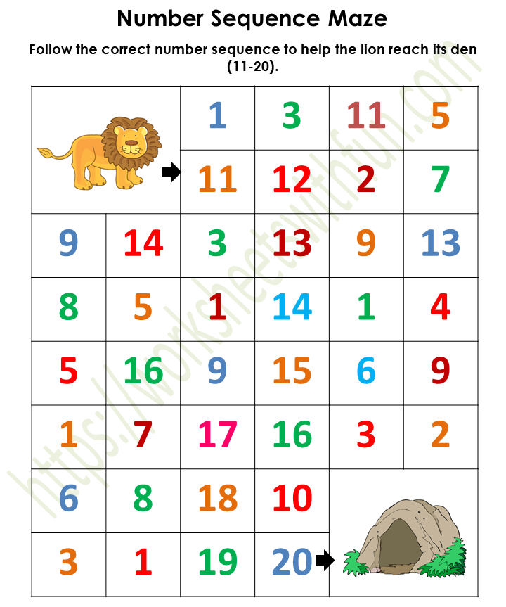 Mathematics Preschool Number Maze Worksheet 6